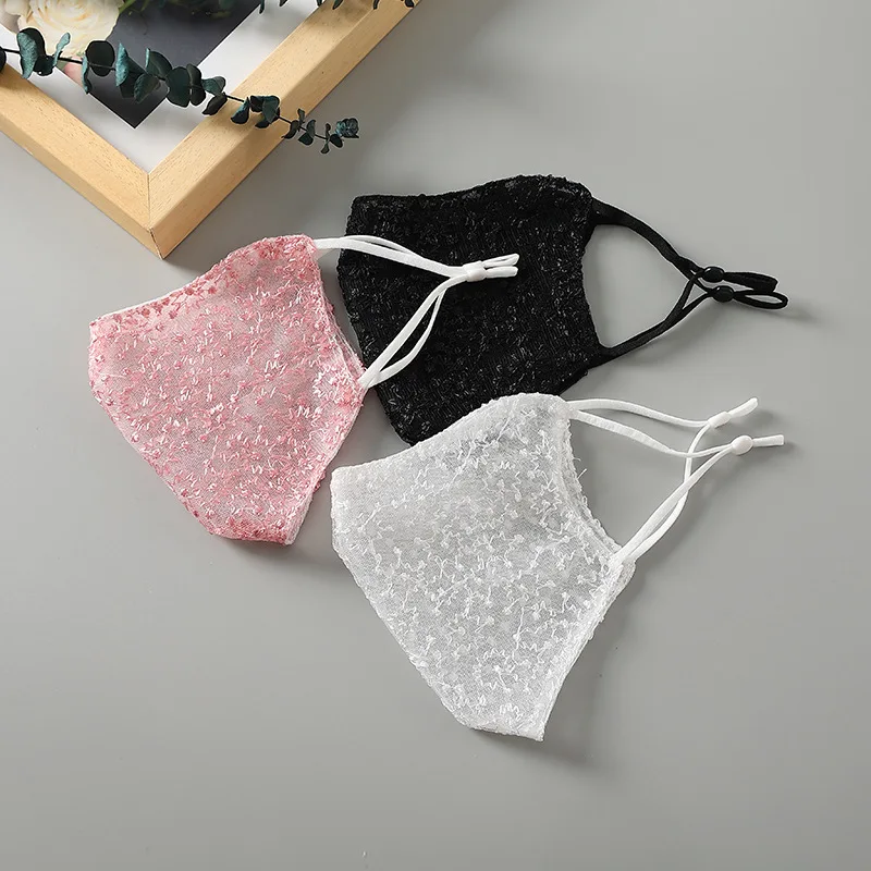 1/2pc Black White Lace Face Ma - Cloth Face Mask Washable ulasan dan harga